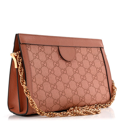 Monogram Textured Dollar Calfskin Small Ophidia Chain Shoulder Bag Cloche Rose Pink