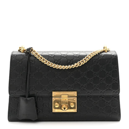 Guccissima Medium Padlock Shoulder Bag Black