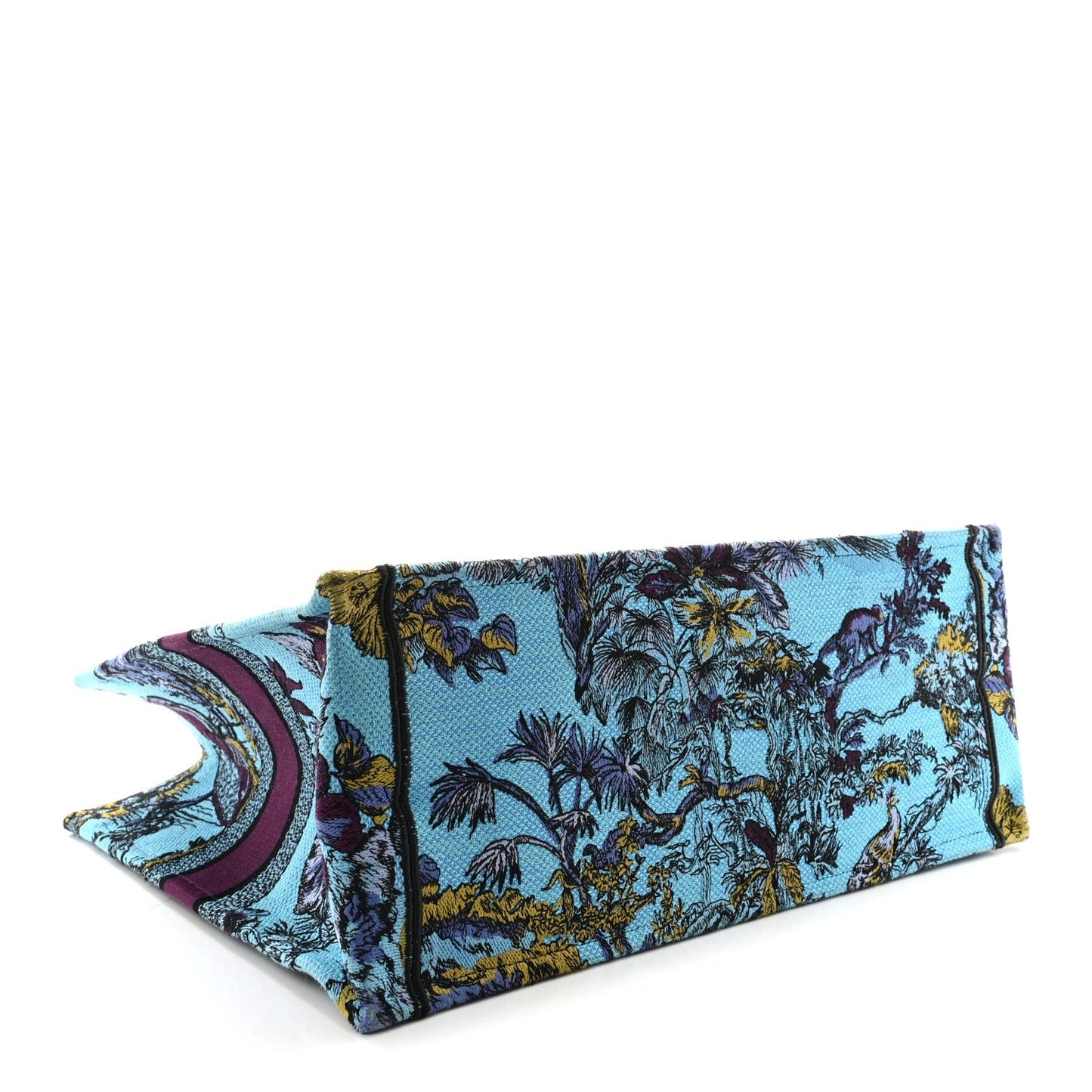 Canvas Embroidered Large Toile de Jouy Voyage Book Tote Celestial Blue