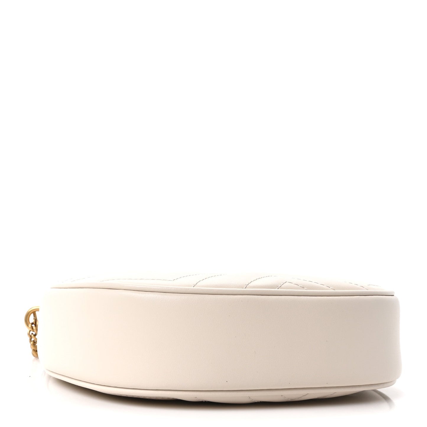Calfskin Matelasse Chevron Mini GG Marmont Half Moon Hobo Mystic White