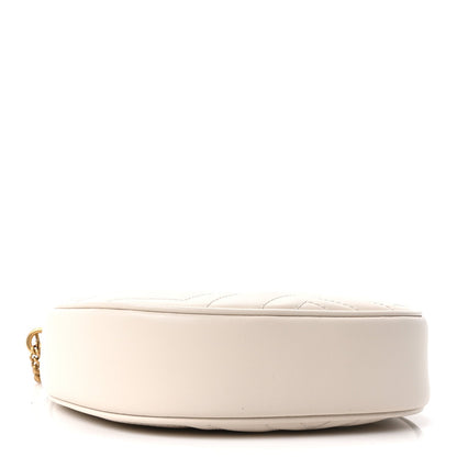 Calfskin Matelasse Chevron Mini GG Marmont Half Moon Hobo Mystic White