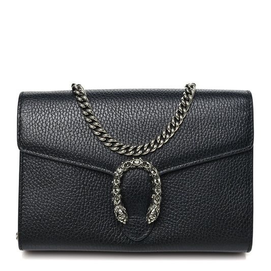 Calfskin Mini Dionysus Chain Wallet Black