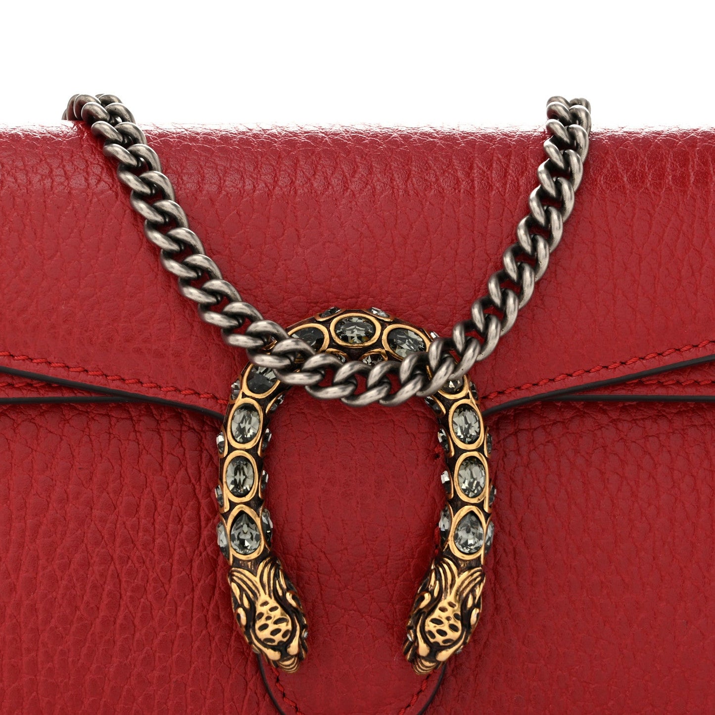Calfskin Swarovski Crystal Super Mini Dionysus Shoulder Bag Hibiscus Red