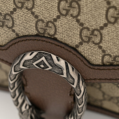 GG Supreme Monogram Textured Dollar Calfskin Top Handle Dionysus Shoulder Bag Beige Ebony New Acero