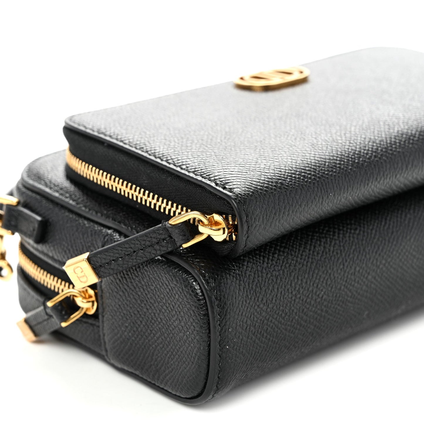 Grained Calfskin Caro Double Pouch Black
