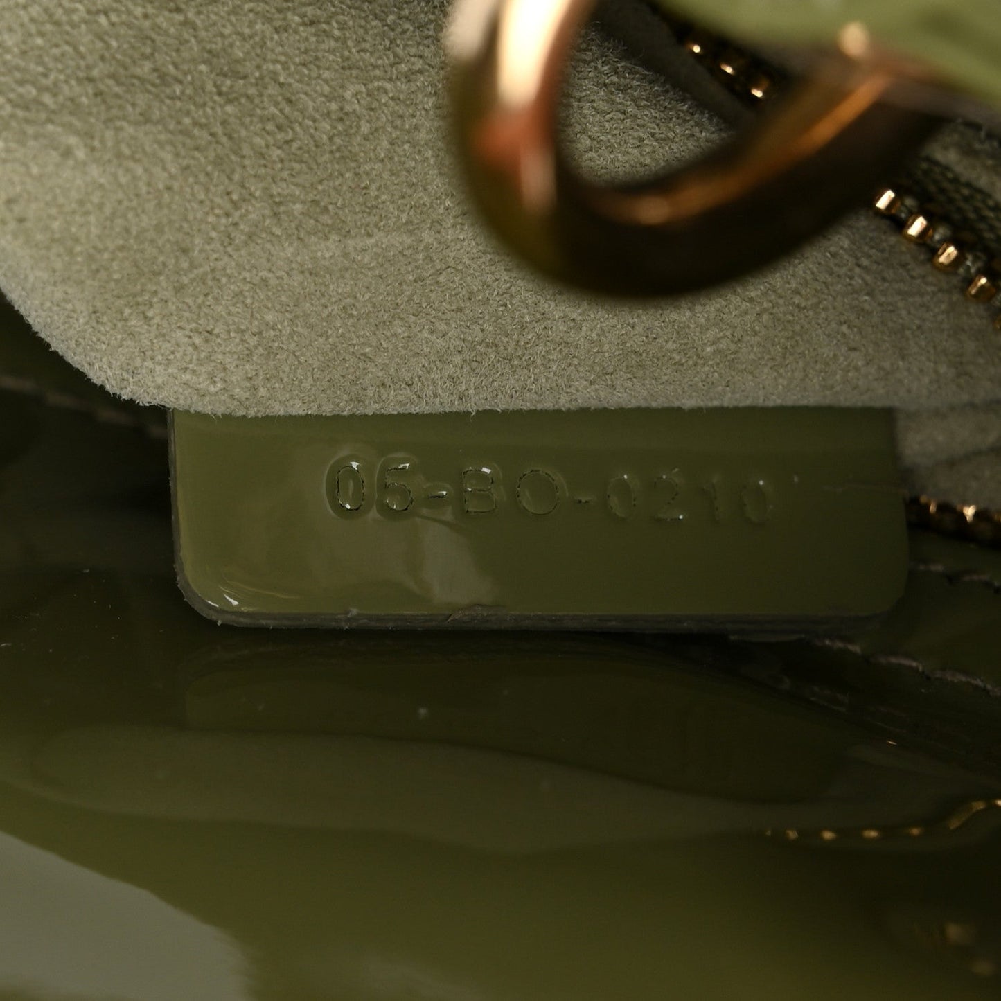 Patent Cannage Mini Lady Dior Dusty Green