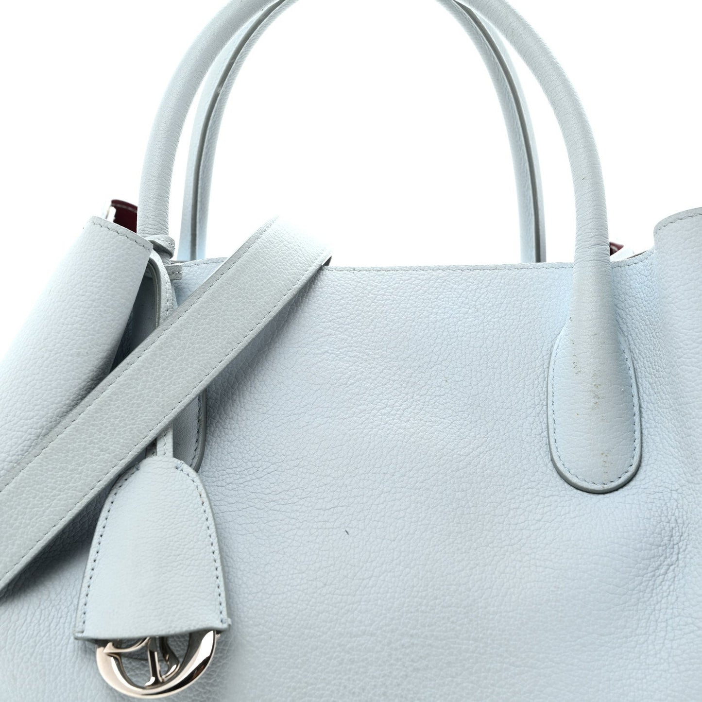 Supple Grained Calfskin Large Open Bar Tote Light Blue