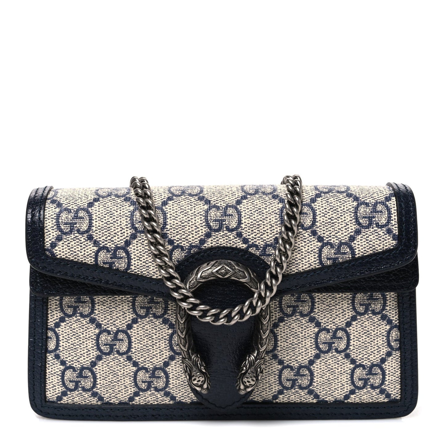 GG Supreme Monogram Textured Dollar Calfskin Super Mini Dionysus Shoulder Bag Beige Blue