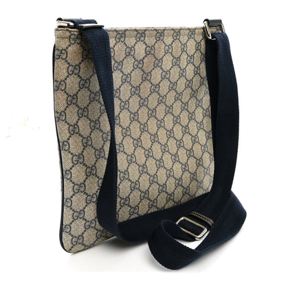 GG Supreme Monogram Small Flat Side Zip Messenger Bag Beige Blue