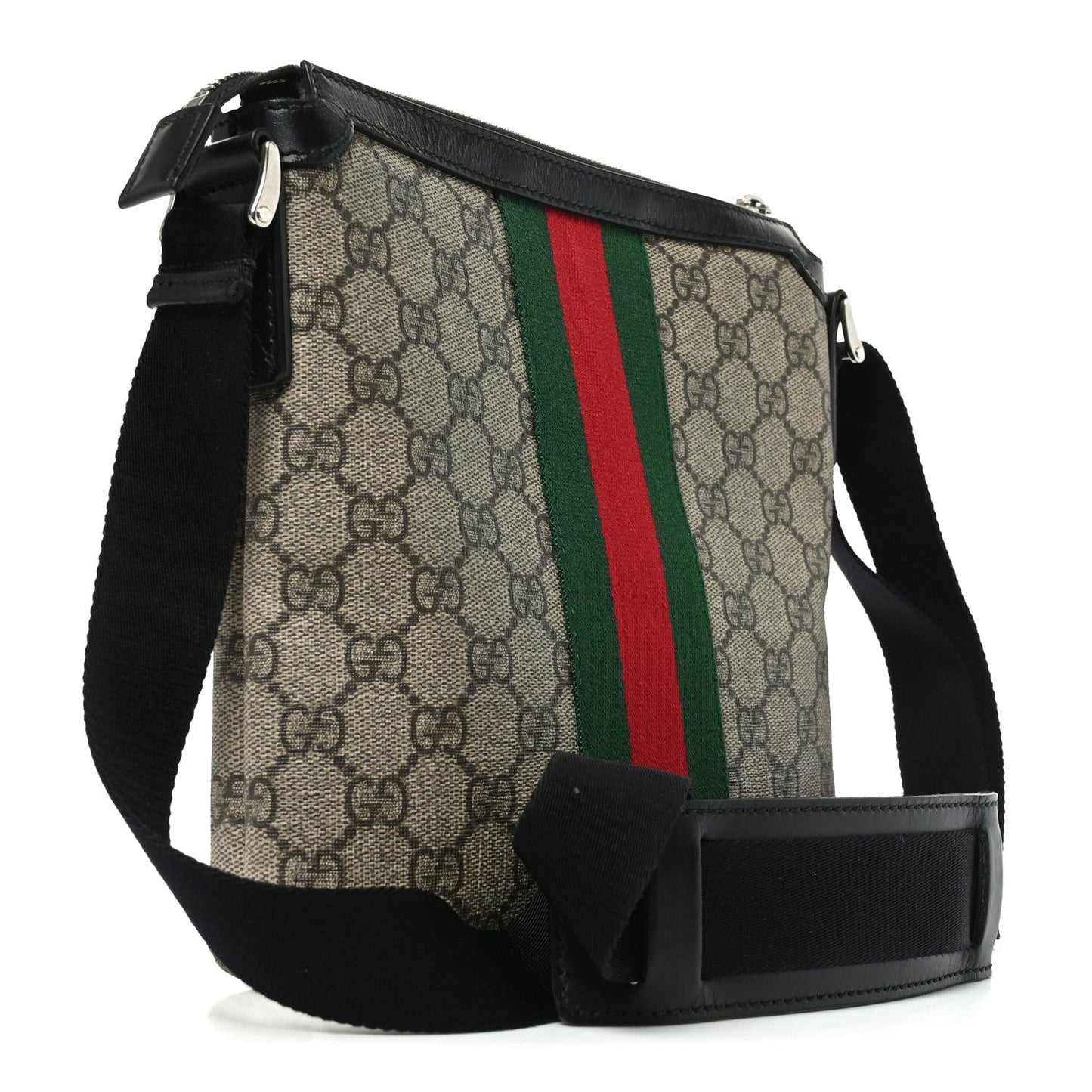 GG Supreme Monogram Web Messenger Bag Black