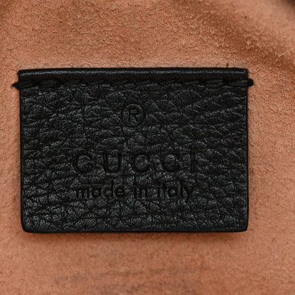 Grained Calfskin Web Mini Ophidia Round Shoulder Bag Black