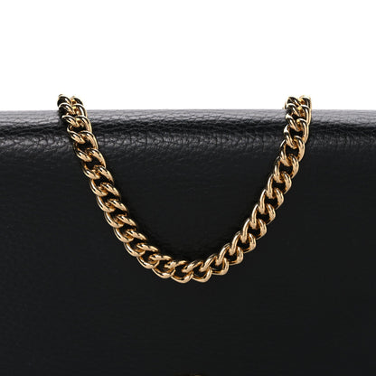Calfskin Mini GG Marmont Chain Wallet Black