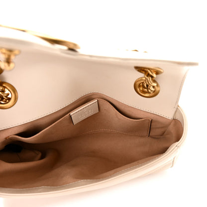 Calfskin Matelasse Mini GG Marmont Shoulder Bag White