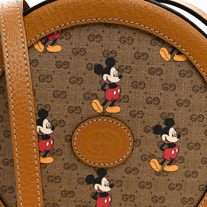 X DISNEY Mini Vintage GG Supreme Monogram Mickey Mouse Round Shoulder Bag Beige Vintage Sun Oil
