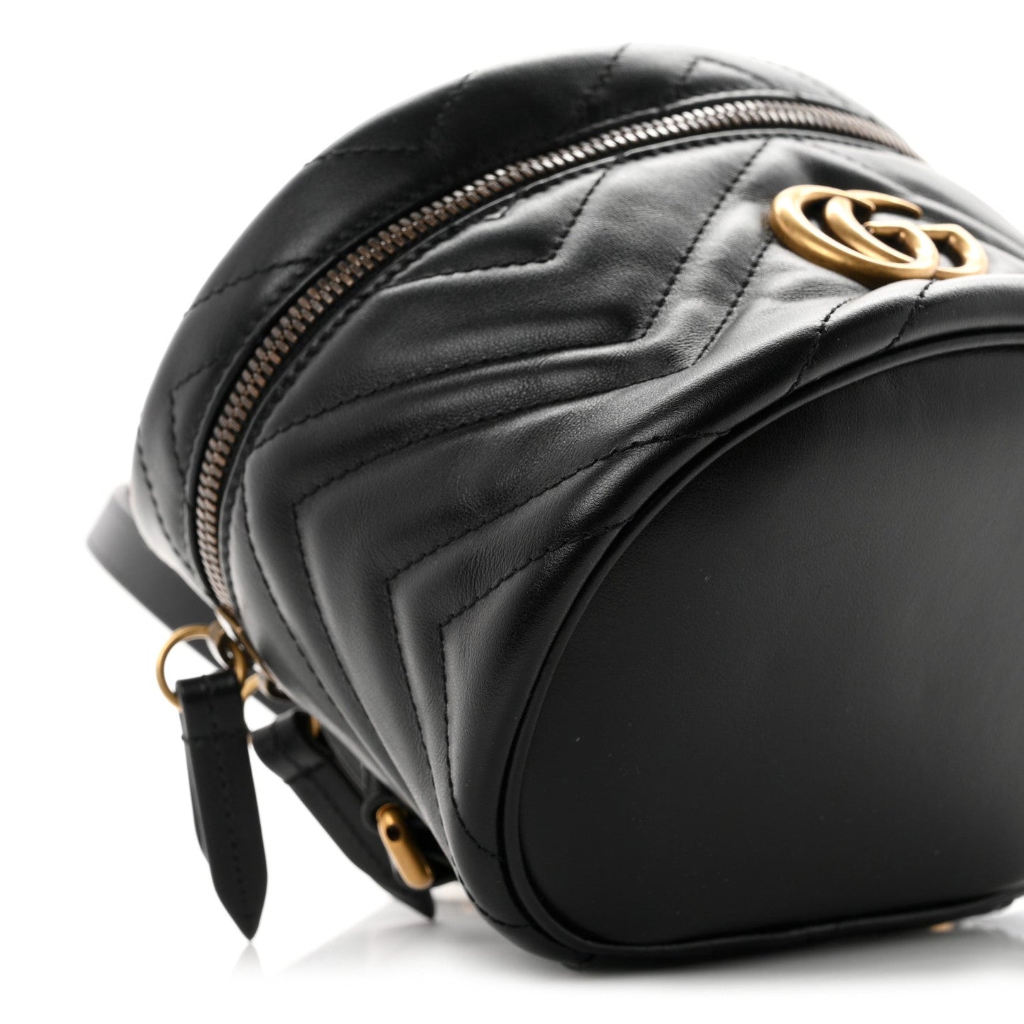 Calfskin Matelasse Mini GG Marmont Round Backpack Black