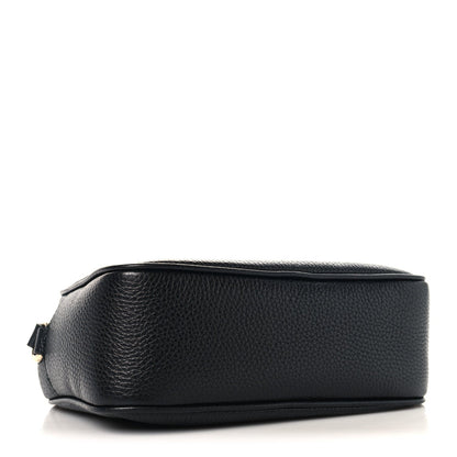 Pebbled Calfskin Small Soho Disco Bag Black