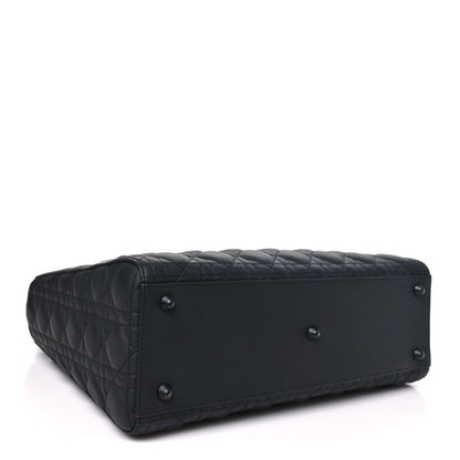 Ultra Matte Calfskin Cannage Large Lady Dior Black