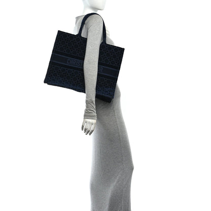 Velvet Cannage Large Book Tote Navy Blue