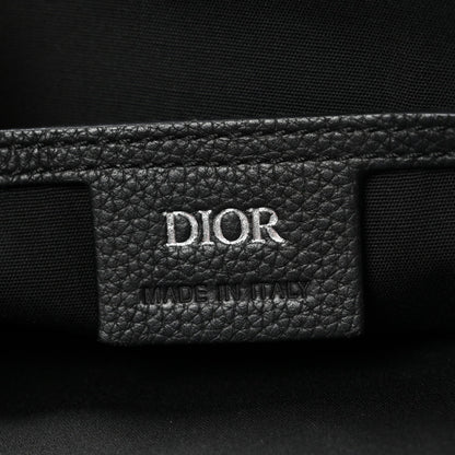 Grained Calfskin Saddle Messenger Bag Black