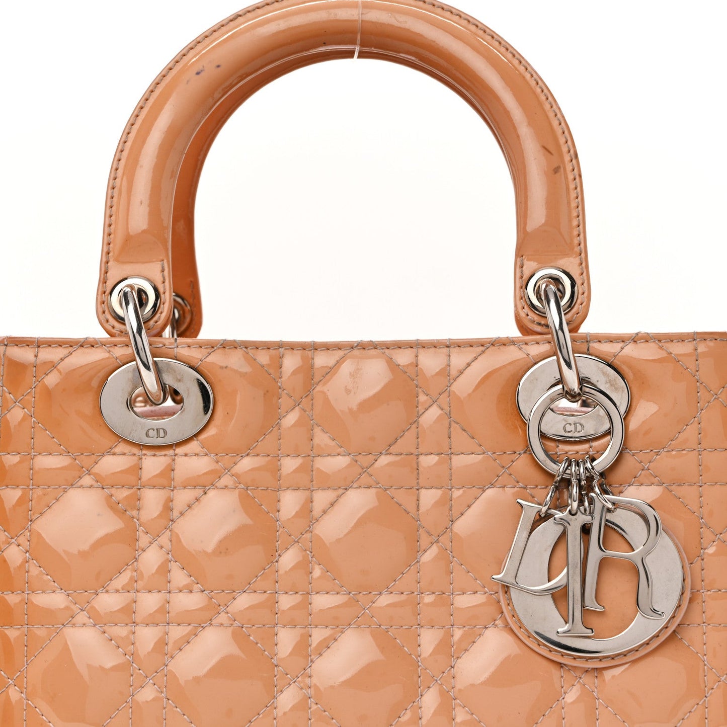 Patent Cannage Medium Lady Dior Dark Beige