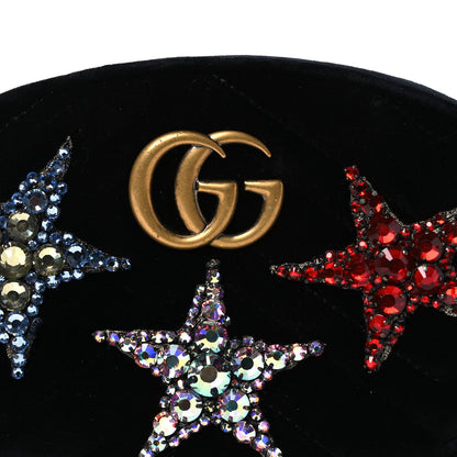 Velvet Matelasse Crystal Star GG Marmont Belt Bag 75 30 Black