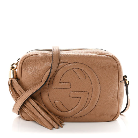 Pebbled Calfskin Small Soho Disco Bag Camelia