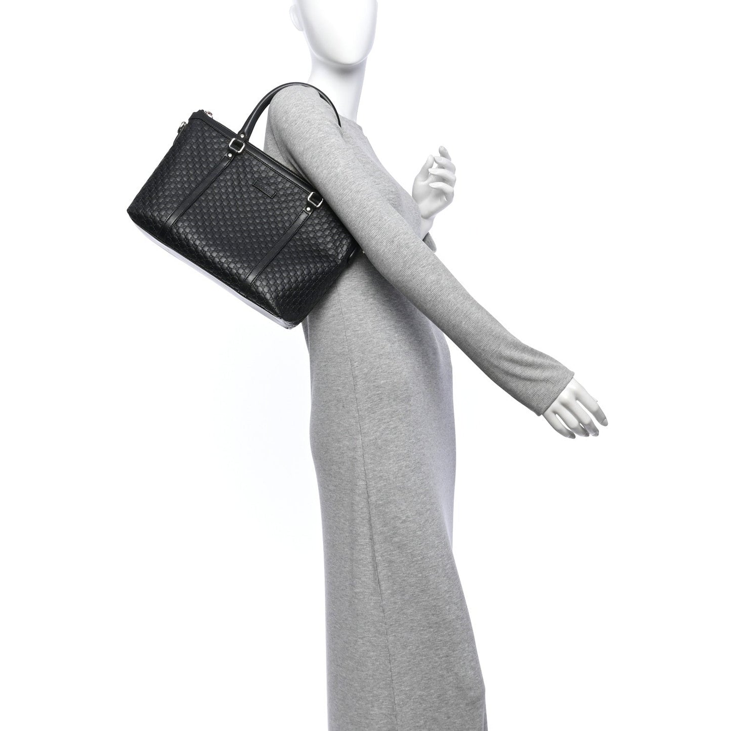 Soft Microguccissima Small Zippered Satchel Black