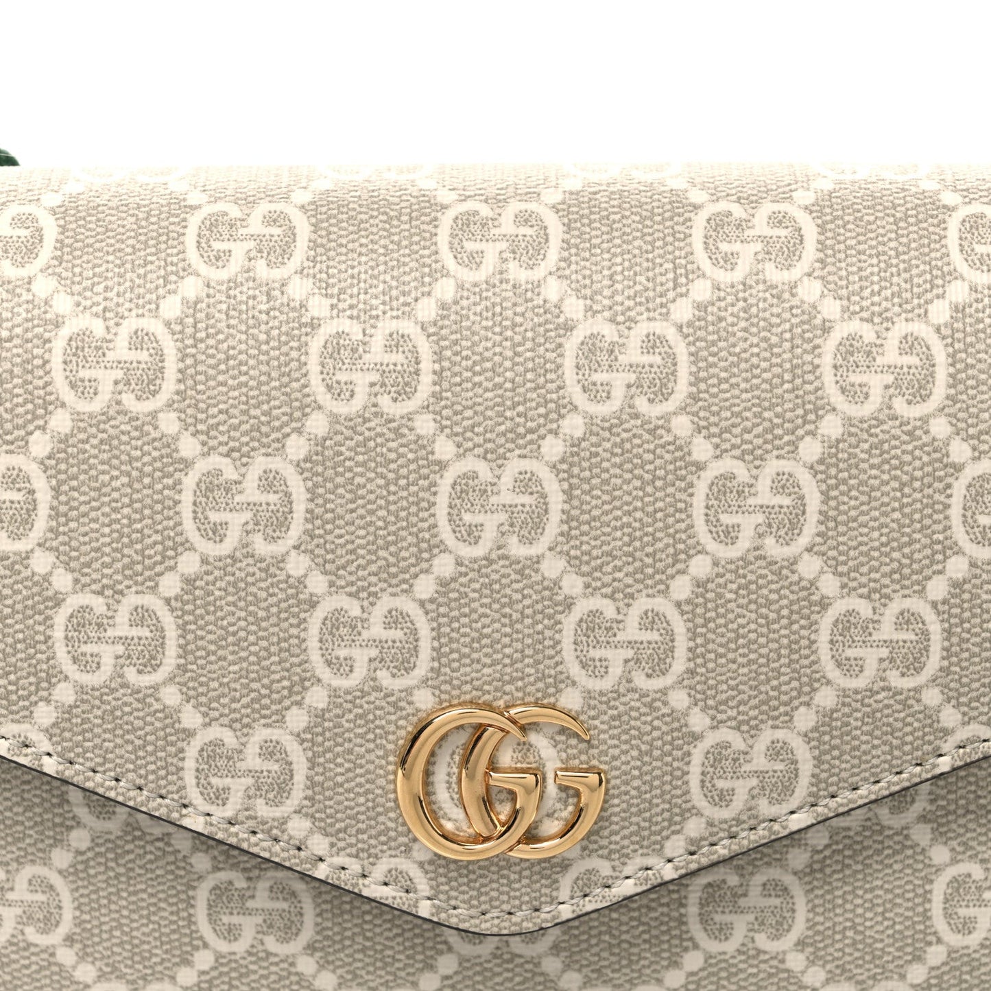 GG Supreme Monogram Textured Dollar Calfskin Web Mini Ophidia Envelope Shoulder Bag Beige Mystic White Oatmeal