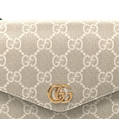 GG Supreme Monogram Textured Dollar Calfskin Web Mini Ophidia Envelope Shoulder Bag Beige Mystic White Oatmeal