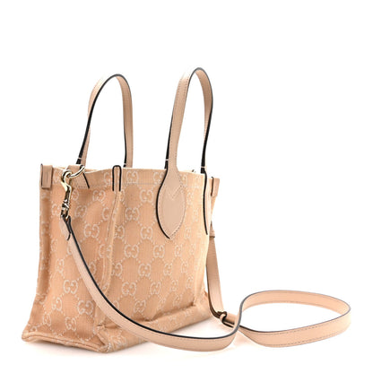 Denim Ophidia GG Monogram Tote Medium Light Beige