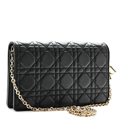 Lambskin Cannage Lady Dior Pouch Black