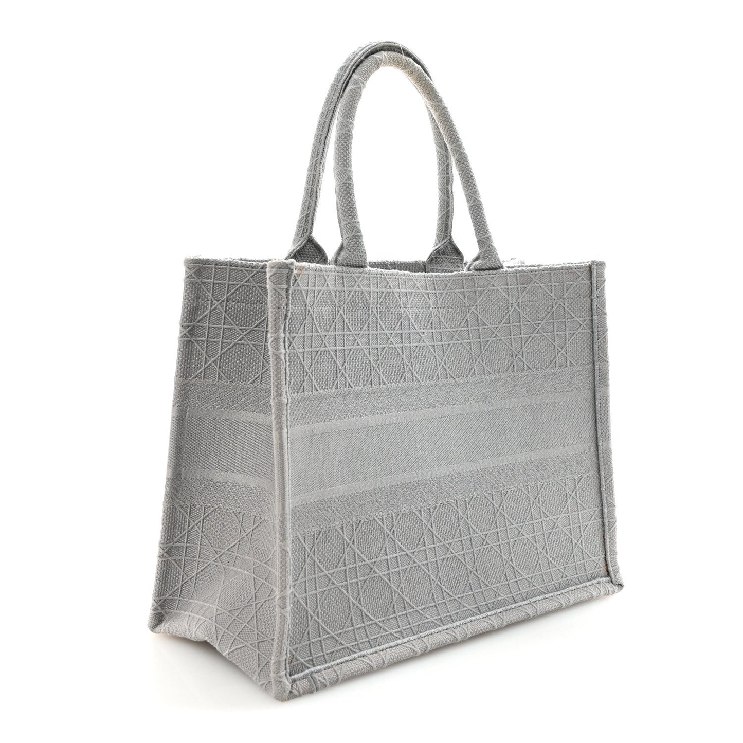 Canvas Embroidered Cannage Medium Book Tote Stone