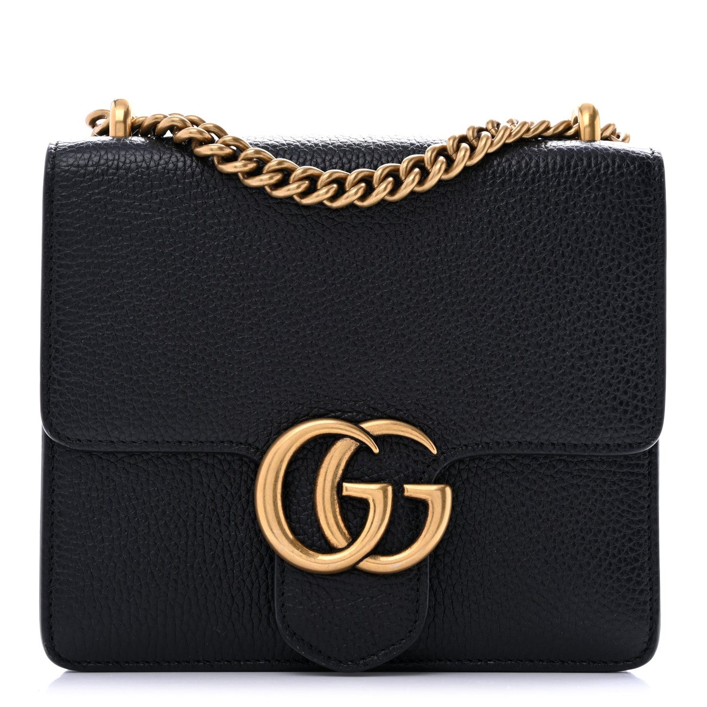Calfskin Small GG Marmont Chain Handle Bag Black