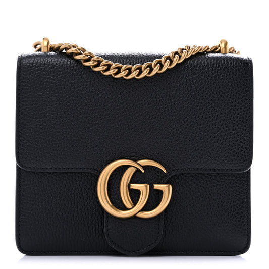 Calfskin Small GG Marmont Chain Handle Bag Black