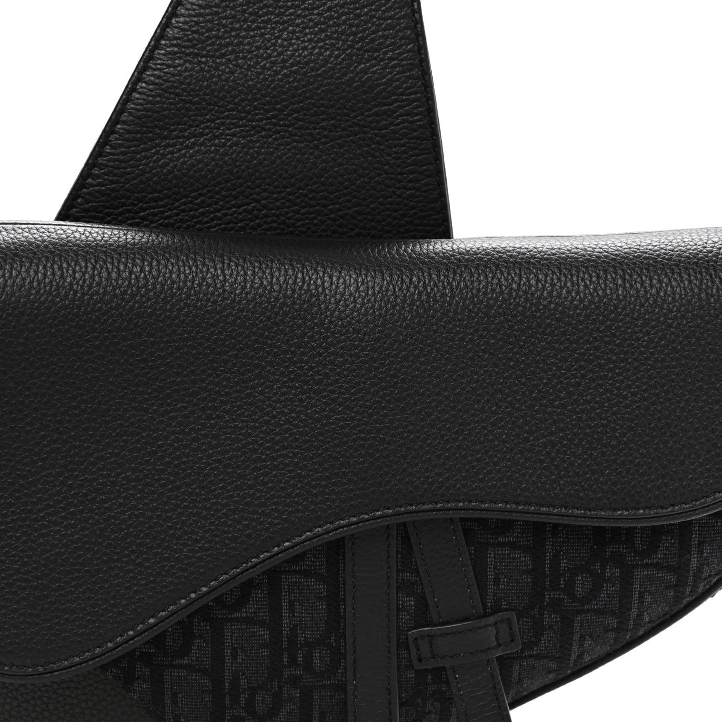 Grained Calfskin Oblique Mens Saddle Bag Black Blue