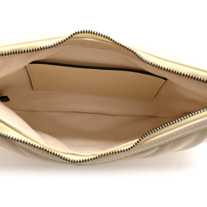 Calfskin Matelasse GG Marmont Half Moon Hobo White