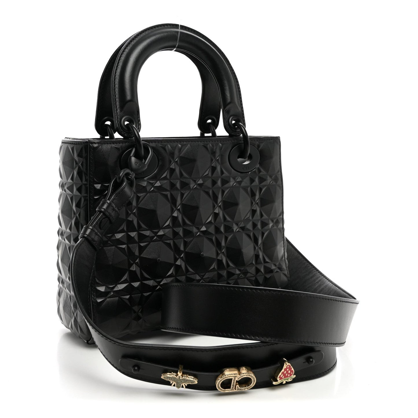 Calfskin Cannage Diamond Small My ABCDior Lady Dior Black