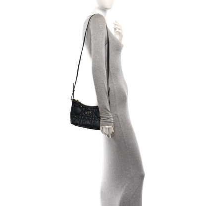 Calfskin Macrocannage Miss Caro Diorling Mini Bag with Chain Black