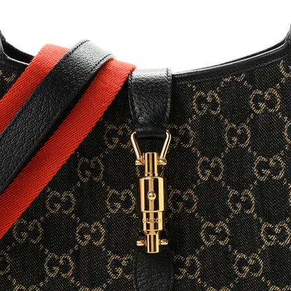 Jacquard Denim GG Monogram Small Jackie 1961 Hobo Black Ivory