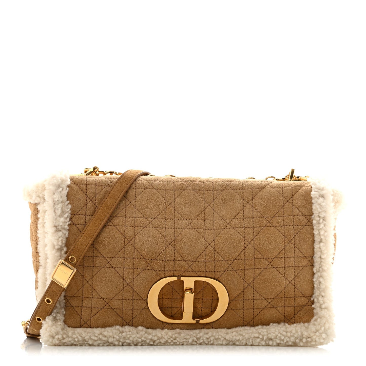 Shearling Cannage Large Caro Bag Camel