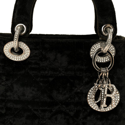 Velvet Crystal Mini Lady Dior Black