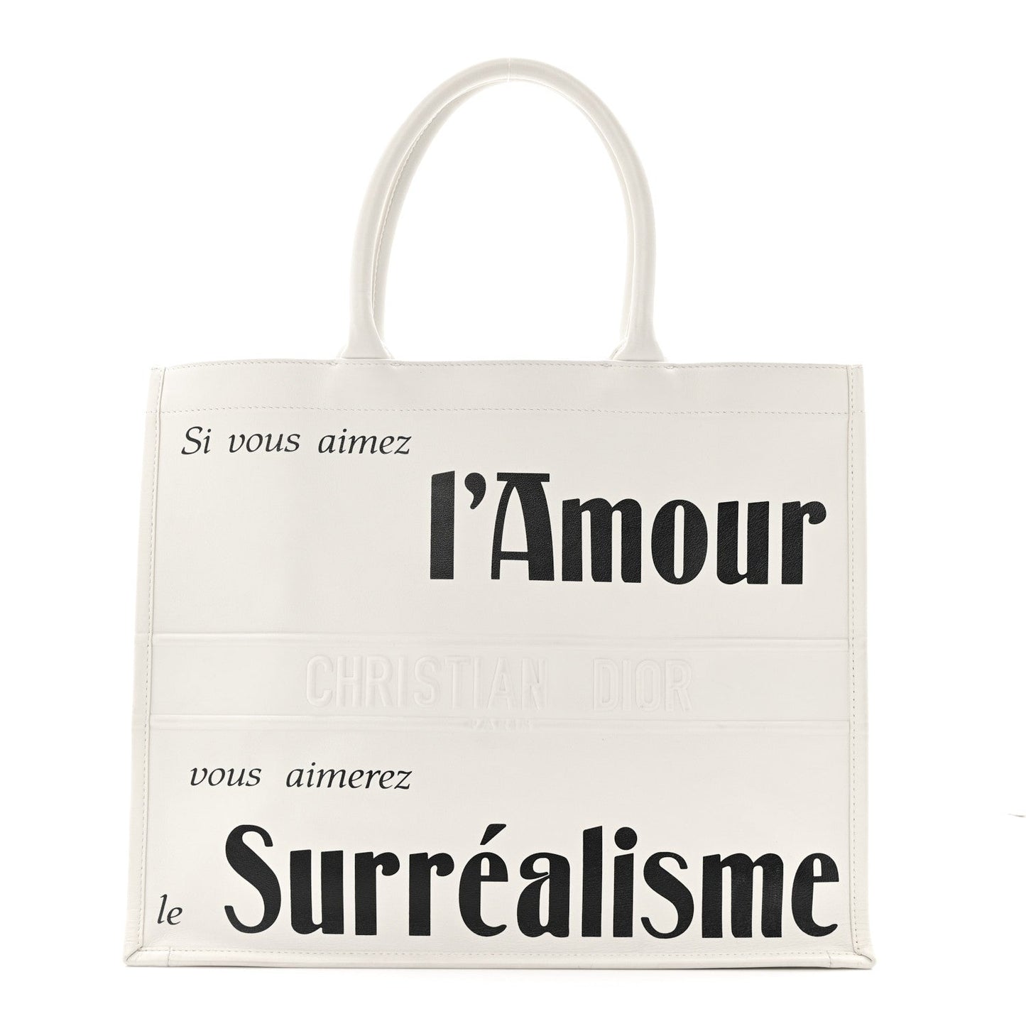 Calfskin Large Surrealism Book Tote Ivory