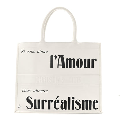 Calfskin Large Surrealism Book Tote Ivory