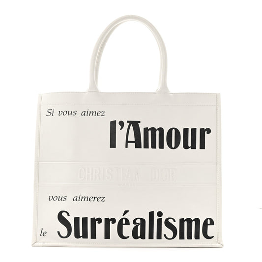 Calfskin Large Surrealism Book Tote Ivory