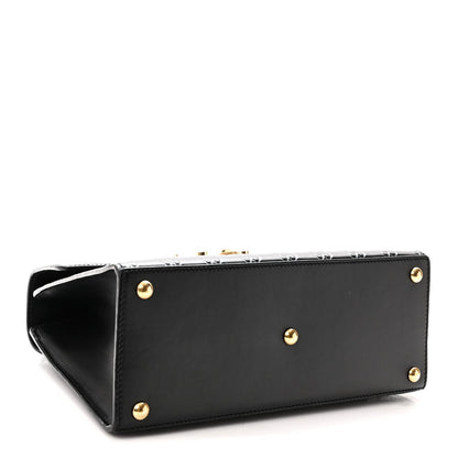 Guccissima Signature Small Padlock Top Handle Bag Black Black