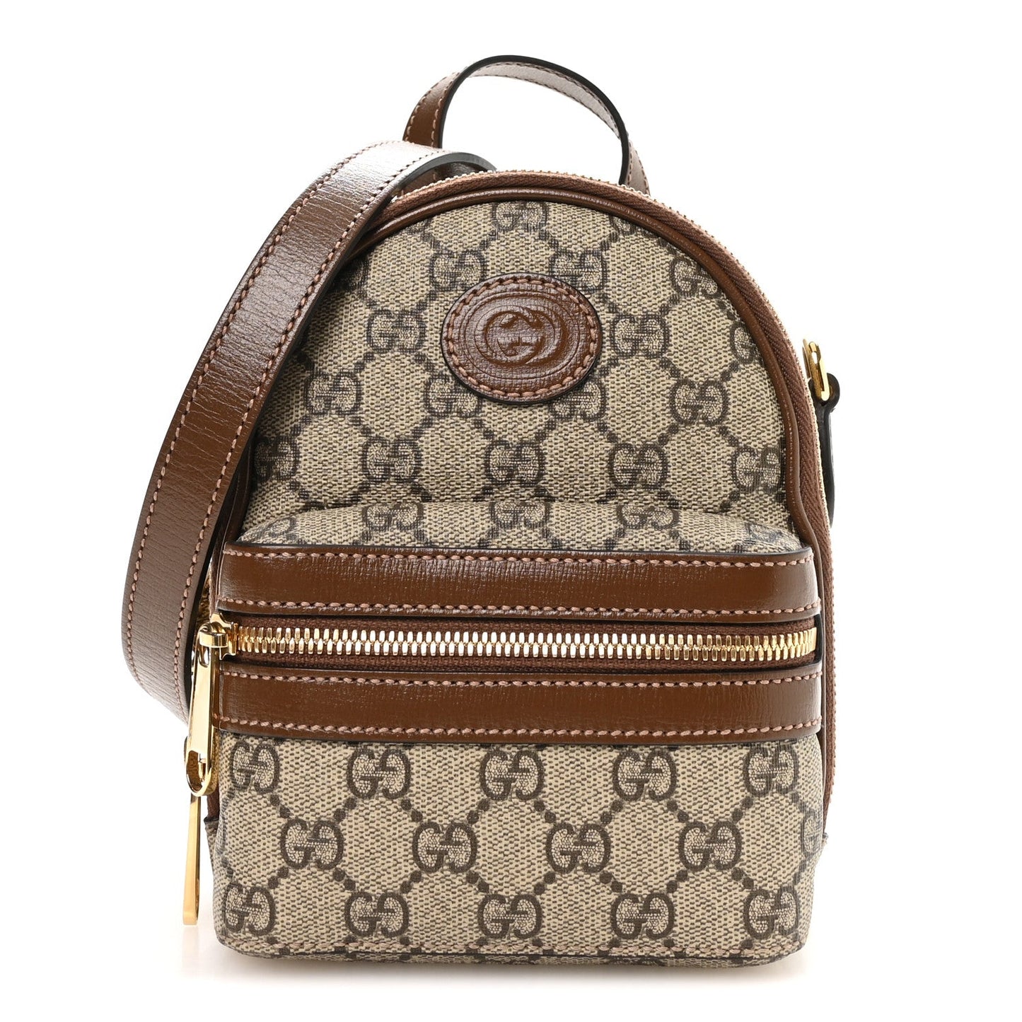 GG Supreme Monogram Azalea Calfskin Retro Interlocking G Multi-Function Bag Beige Ebony Brown Sugar