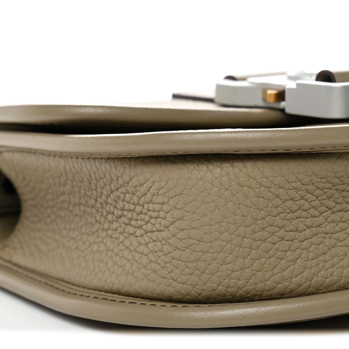Grained Calfskin Mini Gallop Bag With Strap Beige