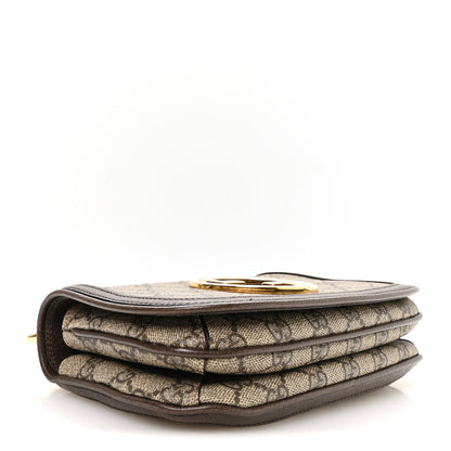 GG Supreme Monogram Textured Dollar Calfskin Mini Blondie Chain Shoulder Flap Bag Beige Ebony New Acero