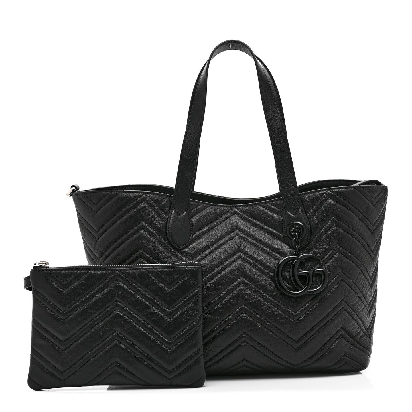 Soft Calfskin Matelasse Medium GG Marmont Tote Bag Black