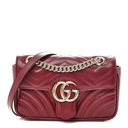 Calfskin Matelasse Mini GG Marmont Shoulder Bag Rosso Ancora